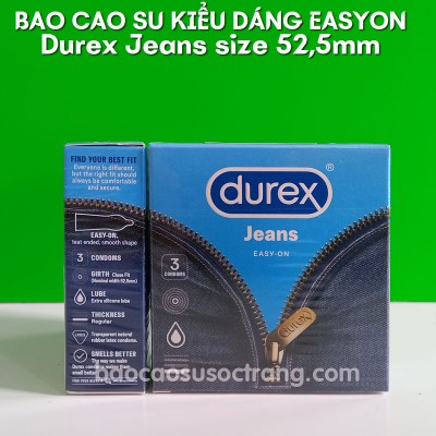 Bao cao su Durex Jeans ôm khít size 52.5mm hộp 3 cái tại Sóc Trăng