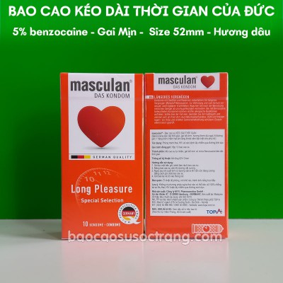 Bao cao su Masculan Long Pleasure của Đức kéo dài thời gian quan hệ có điểm nổi quanh thân bao hộp 10 cái tại Sóc Trăng