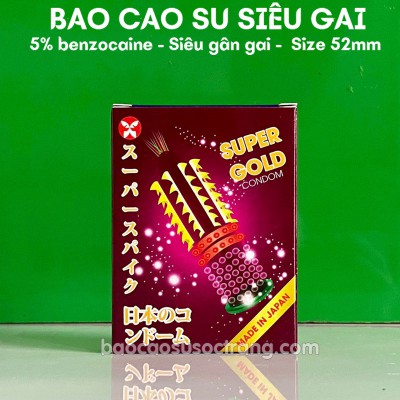 Bao cao su Super Gold gai lớn hộp 2 cái size 52mm tại bao cao su Sóc Trăng