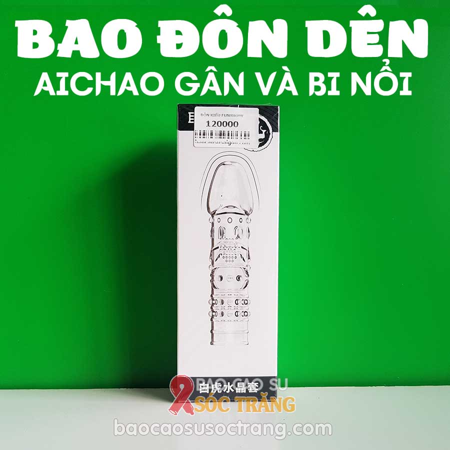 Bao cao su đôn dên AICHAO gân và bi nổi tại shop bao cao su Sóc Trăng