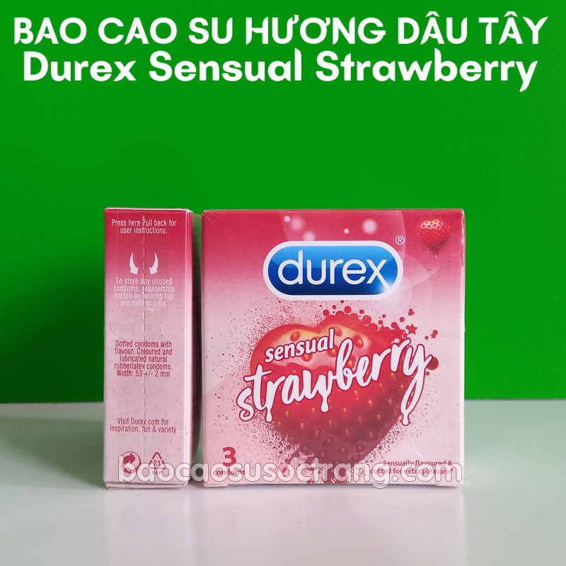 Bao cao su Durex hương Dâu (Durex Sensual Strawberry) gai mịn hộp 3 cái tại Sóc Trăng