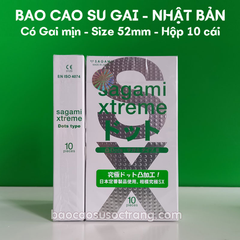 Bao cao su Sagami Xtreme Dots Type của Nhật có gân gai nổi mịn quanh thân bao - hộp 10 cái tại Sóc Trăng