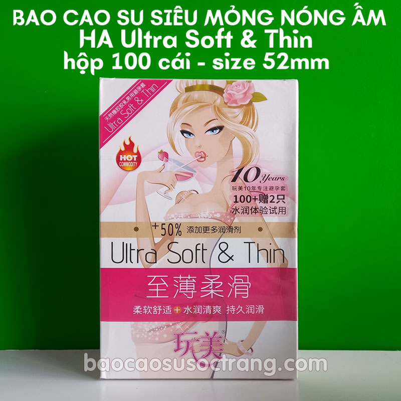 Bao cao su HA Ultra Soft & Thin - Bao cao su HA nóng ấm tăng hưng phấn nữ hộp 102 cái tại Sóc Trăng