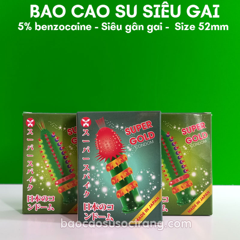 Bao cao su Super Gold gai lớn hộp 2 cái size 52mm tại bao cao su Sóc Trăng