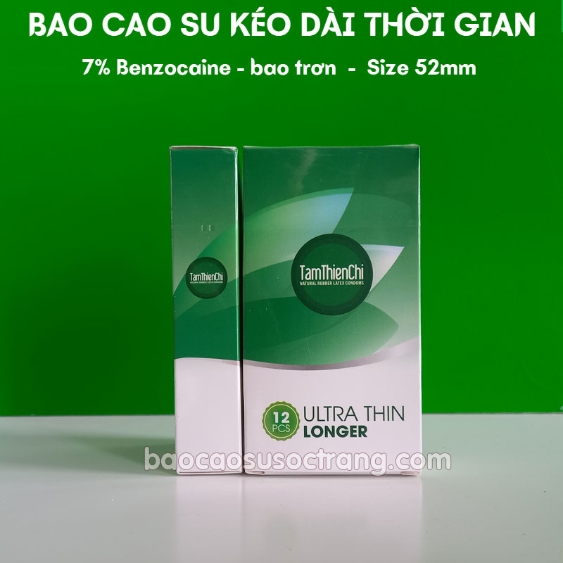 Bao cao su Tâm Thiện Chí Ultrathin Longer hộp 12 cái trơn mỏng kéo dài thời gian quan hệ 5% benzocaine tại Sóc Trăng