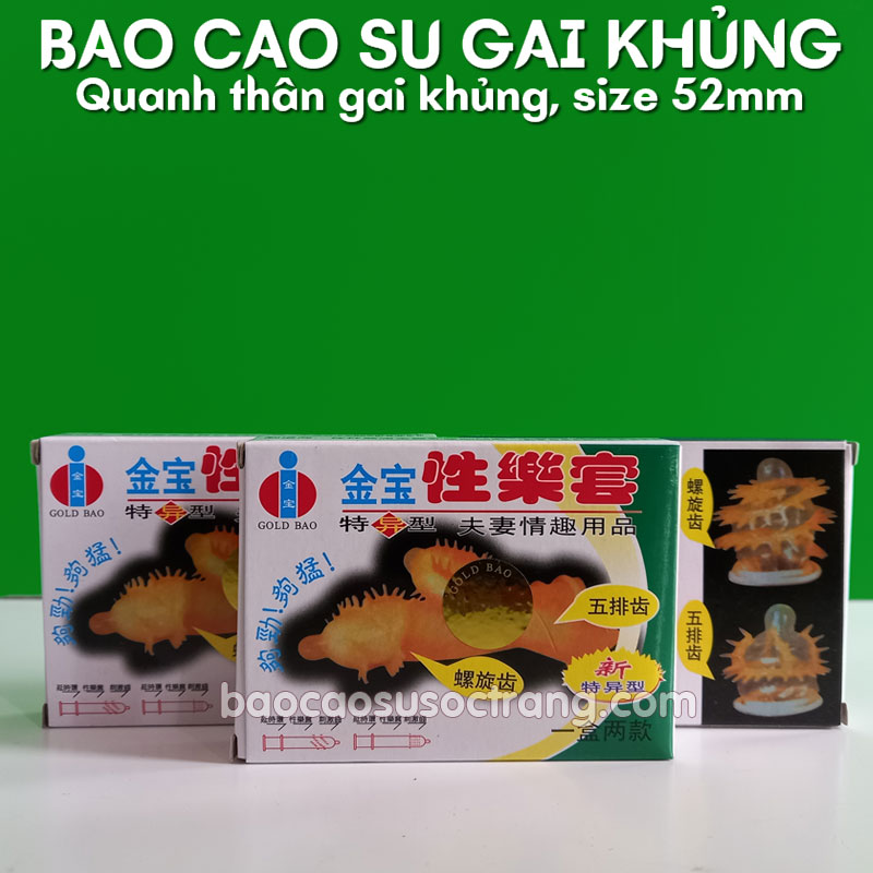 Bao cao su Gold Gai nhiều gai nổi lớn quanh thân bao hộp 2 cái size 52mm tại Sóc Trăng