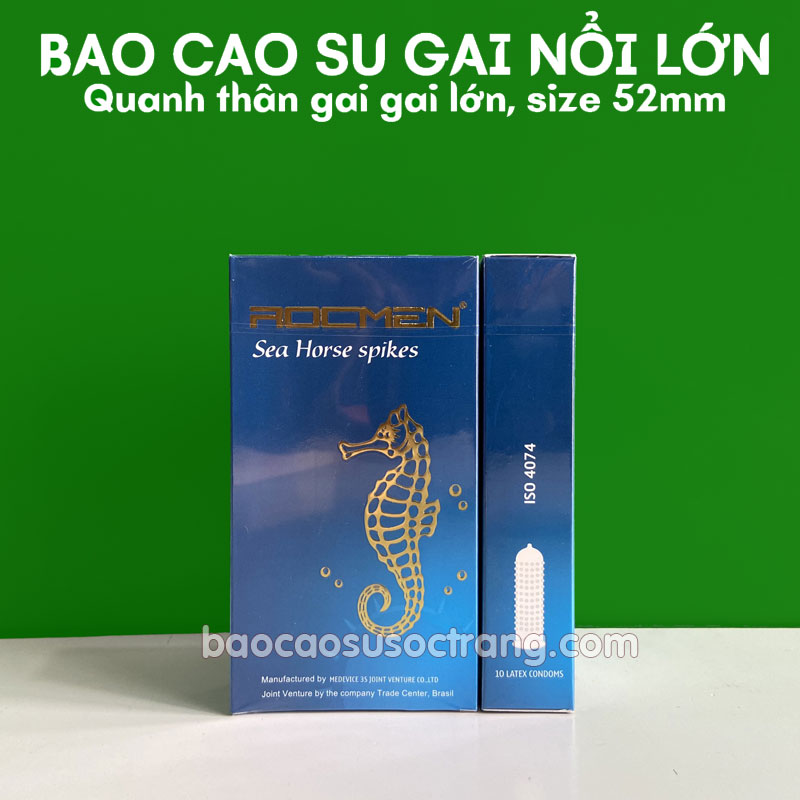 Bao cao su gai nổi lớn Rocmen Sea Horse Spikes hộp 10 cái tại Sóc Trăng