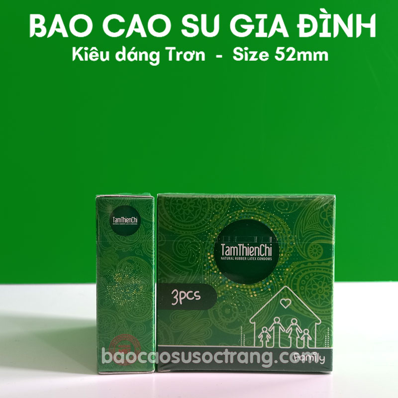 Bao cao su Tâm Thiện Chí Family kiểu dáng trơn thẳng hộp 3 cái tại Sóc Trăng