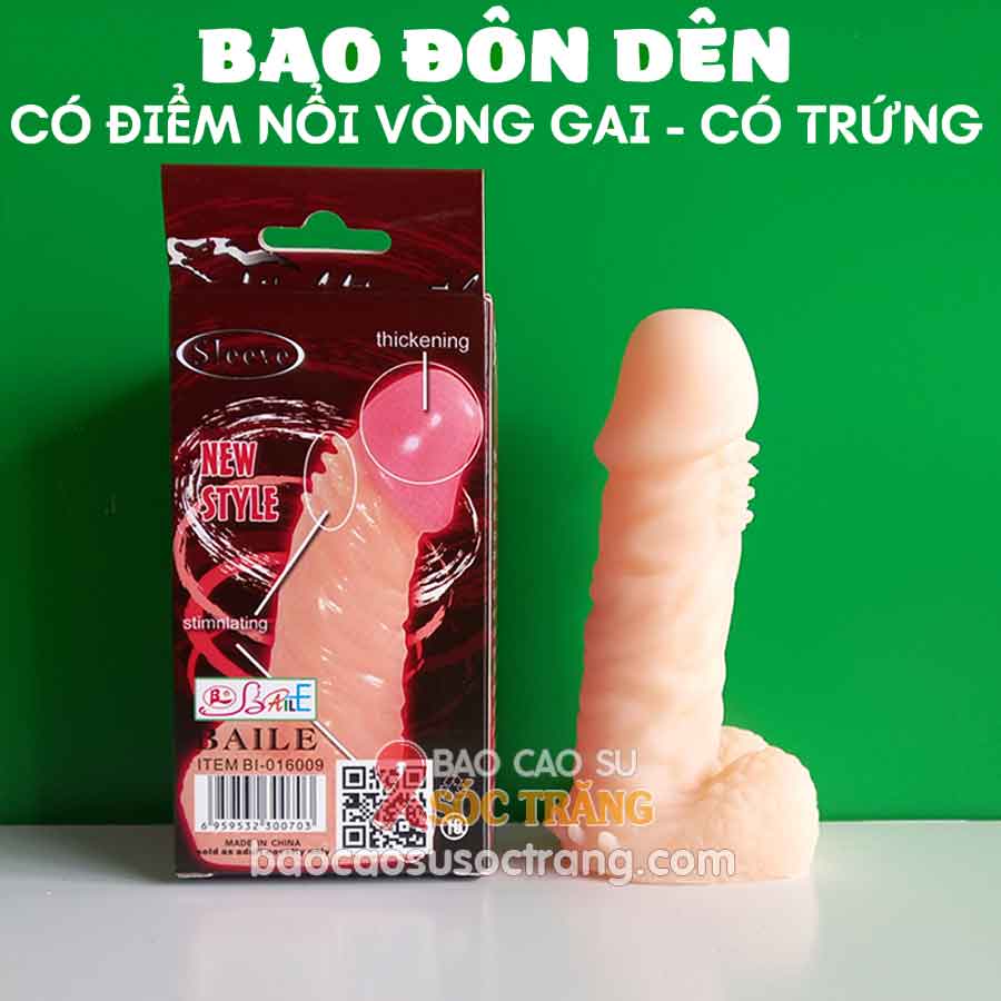 Bao đôn BAILE Wolf Tooth có gân và 20 gai mềm giúp tăng kích cỡ và chiều dài - bao cao su Sóc Trăng