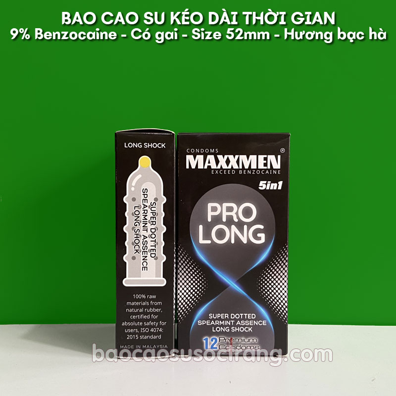 Bao cao su Maxxmen Pro Long 5 in 1 siêu gai hương bạc hà kéo dài thời gian quan hệ với 9% benzocaine tại Sóc Trăng