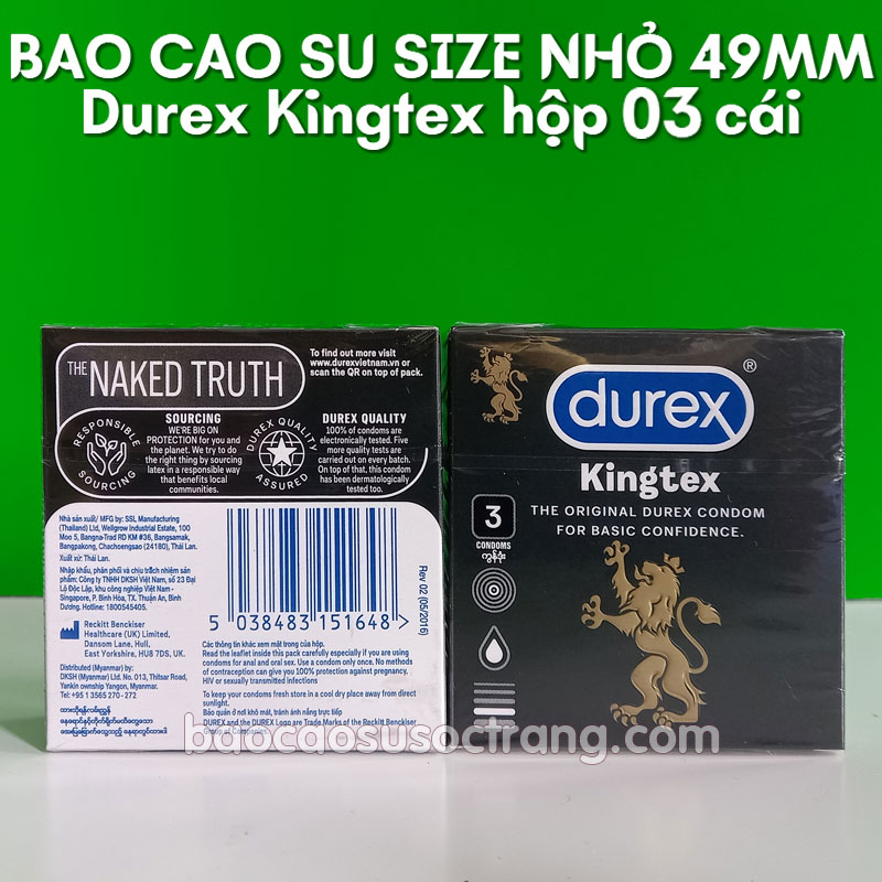 Bao cao su Durex Kingtex chính hãng size nhỏ 49mm hộp 3 cái tại Sóc Trăng