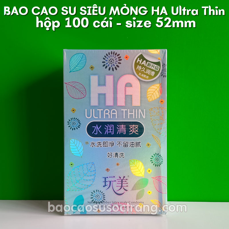 Bao cao su HA Ultra thin mỏng nhiều gel hộp 100 cái tại Sóc Trăng