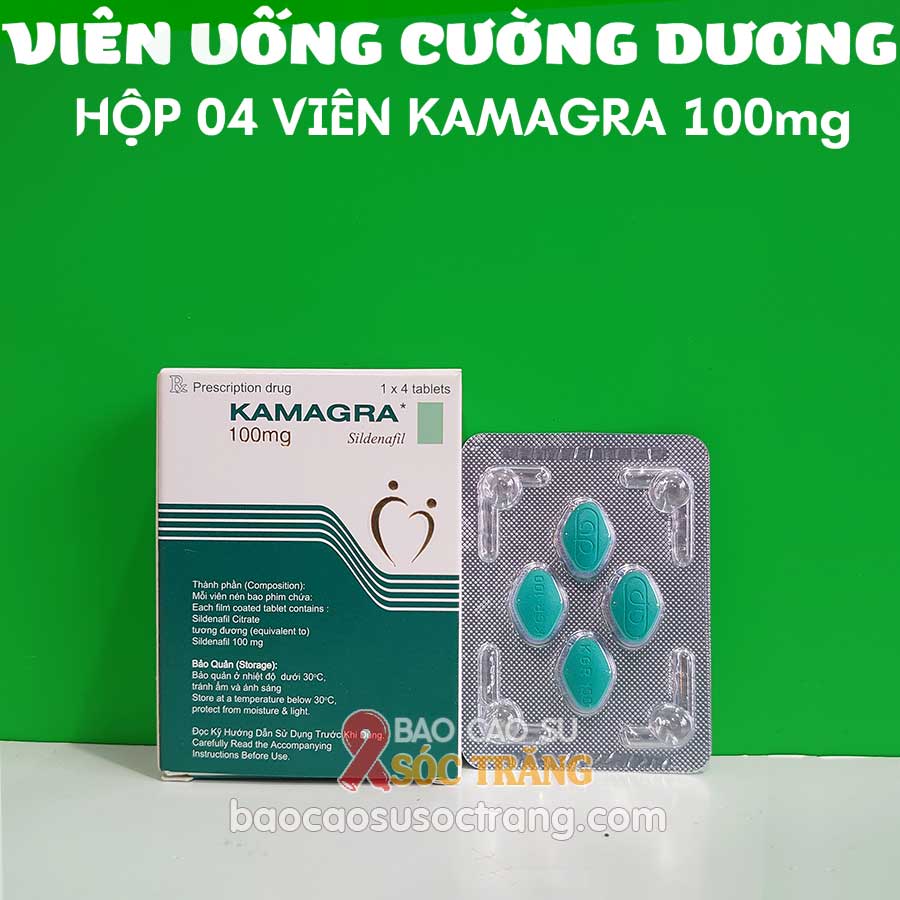 Cường dương Kamagra 100  hộp 4 viên - Cường dương Ấn Độ tại Bao cao su Sóc Trăng