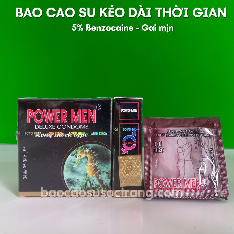 Bao cao su Powermen cá ngựa siêu gai kéo dài thời gian quan hệ với 5% benzocaine tại Sóc Trăng