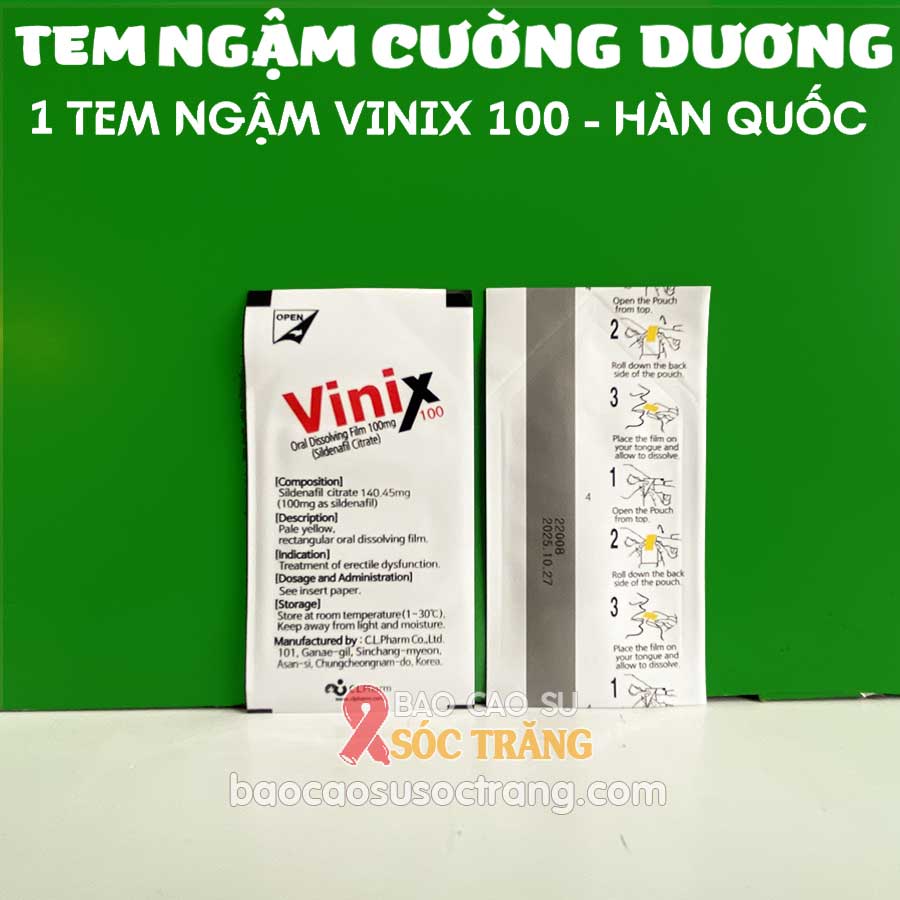 Vinix 100 Hàn Quốc - Tem ngậm cường dương Vinix 100 tăng cường sinh lý nam tại Sóc Trăng