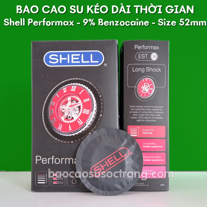 Bao cao su Shell Performax hộp 10 cái có gân gai kéo dài thời gian và hương dâu tại Sóc Trăng