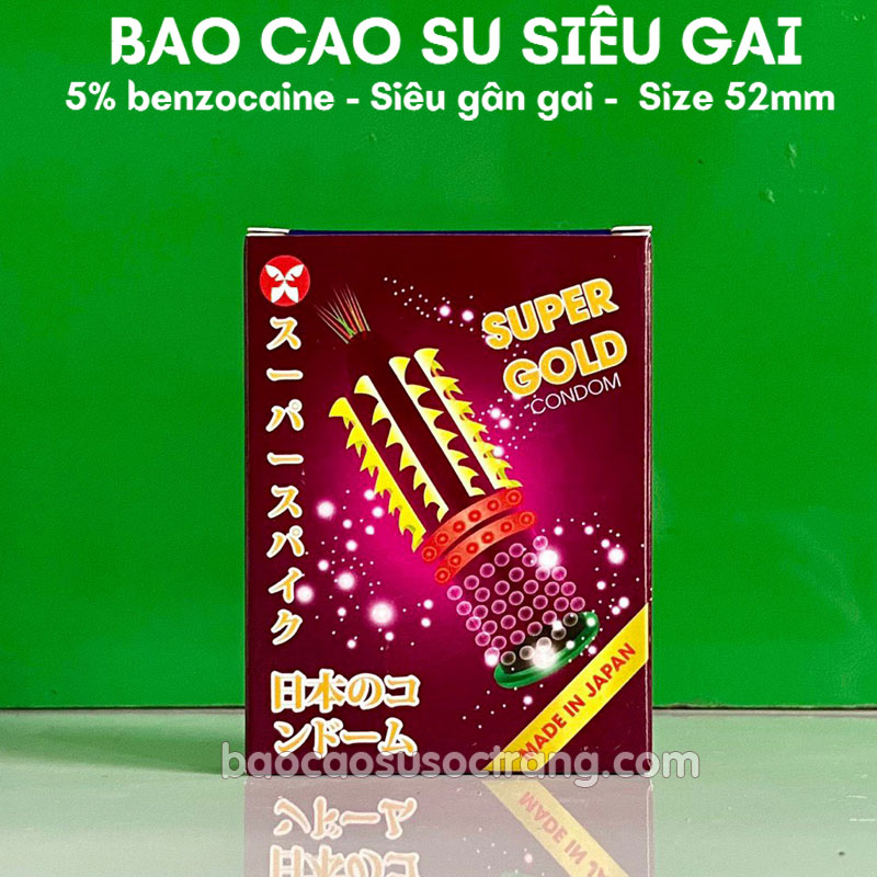 Bao cao su Super Gold gai lớn hộp 2 cái size 52mm tại bao cao su Sóc Trăng