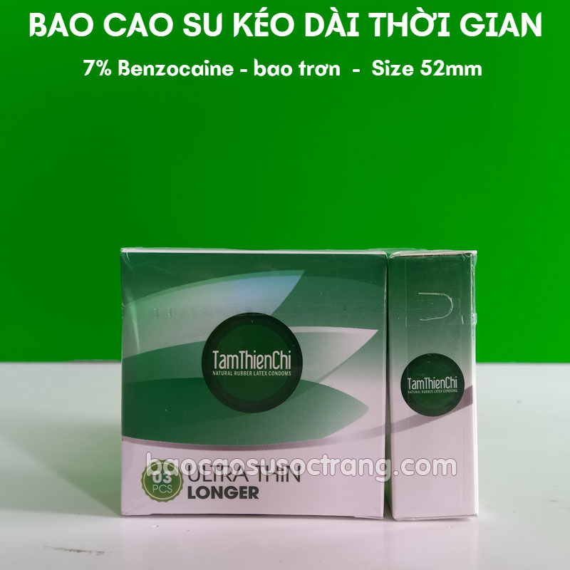 Bao cao su Tâm Thiện Chí Ultrathin Trơn - Mỏng - Size 50 mm - kéo dài thời gian 5% Benzocaine hộp 3 cái tại Sóc Trăng