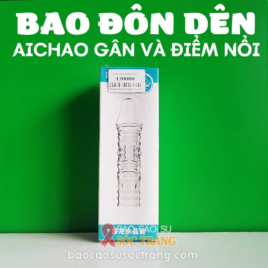 Bao cao su đôn dên AICHAO gân và điểm nổi tại shop bao cao su Sóc Trăng