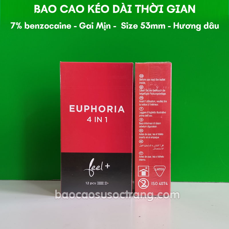 Bao cao su Feel 4 in 1 kéo gân gai dài thời gian với 7% benzocaine hộp 12 cái tại Sóc Trăng